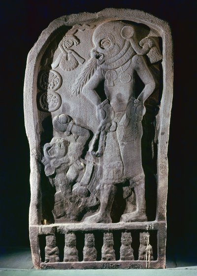 Stela depicting a ball player, from Guatemala, Classic Period by Mayan